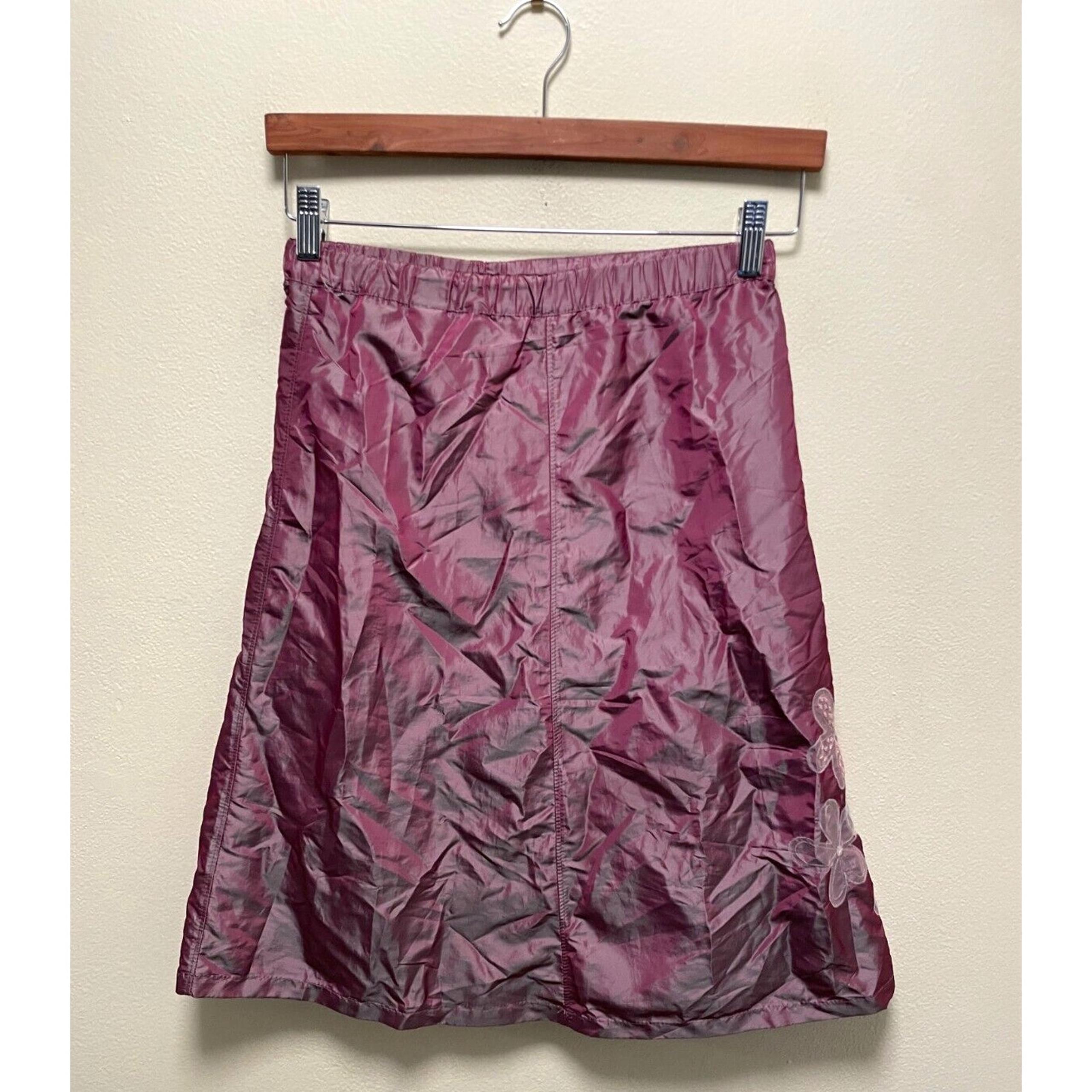 Vintage Gap Juniors Skirt Sz 5 Purple Satin Floral Embroidered Fairy Grunge Y2K