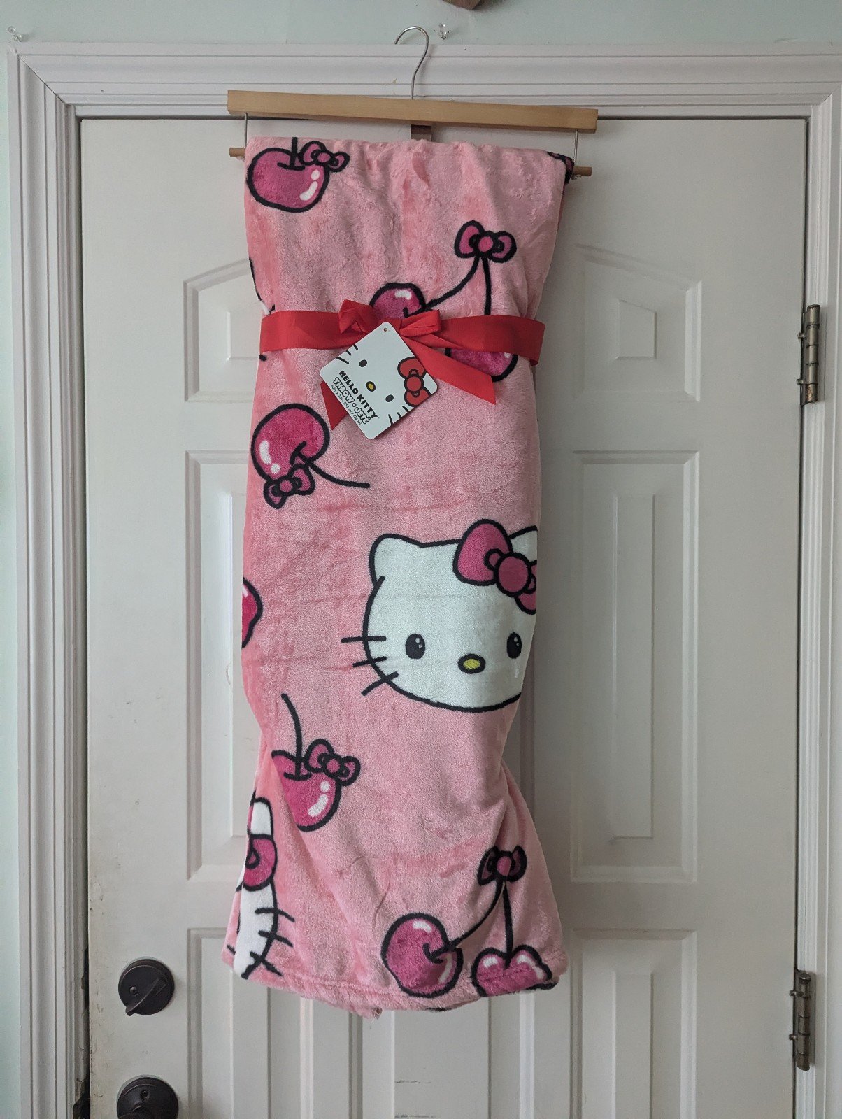 Hello kitty pink cherry cherries valentines plush throw blanket