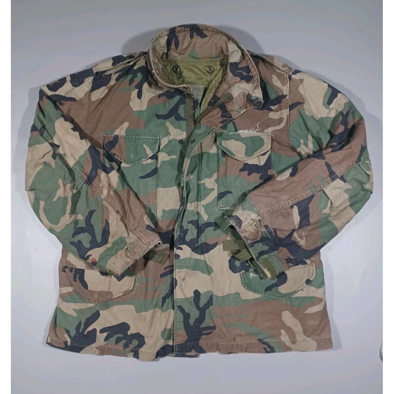 Army Jacket Mens XL Camouflage Cold Weather With Lining VTG