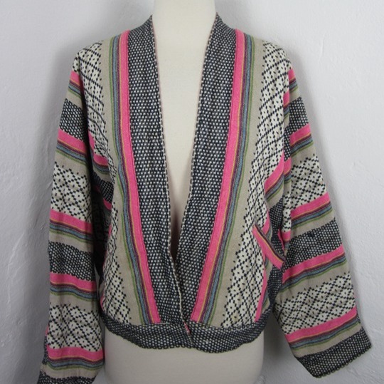 Free People Free Spirit Cropped Jacket Pink Stripe Size XS