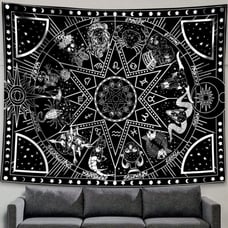 12 Constellation Black & White Tapestry