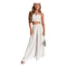 Aakaa Making Life Easy Wide Leg Dress Pants Oatmeal Linen Blend High Waisted Lin