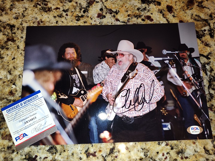 CHARLIE DANIELS HAND SIGNED PERSONAL 8X12 PHOTO AUTOGRAPH AUTO PSA