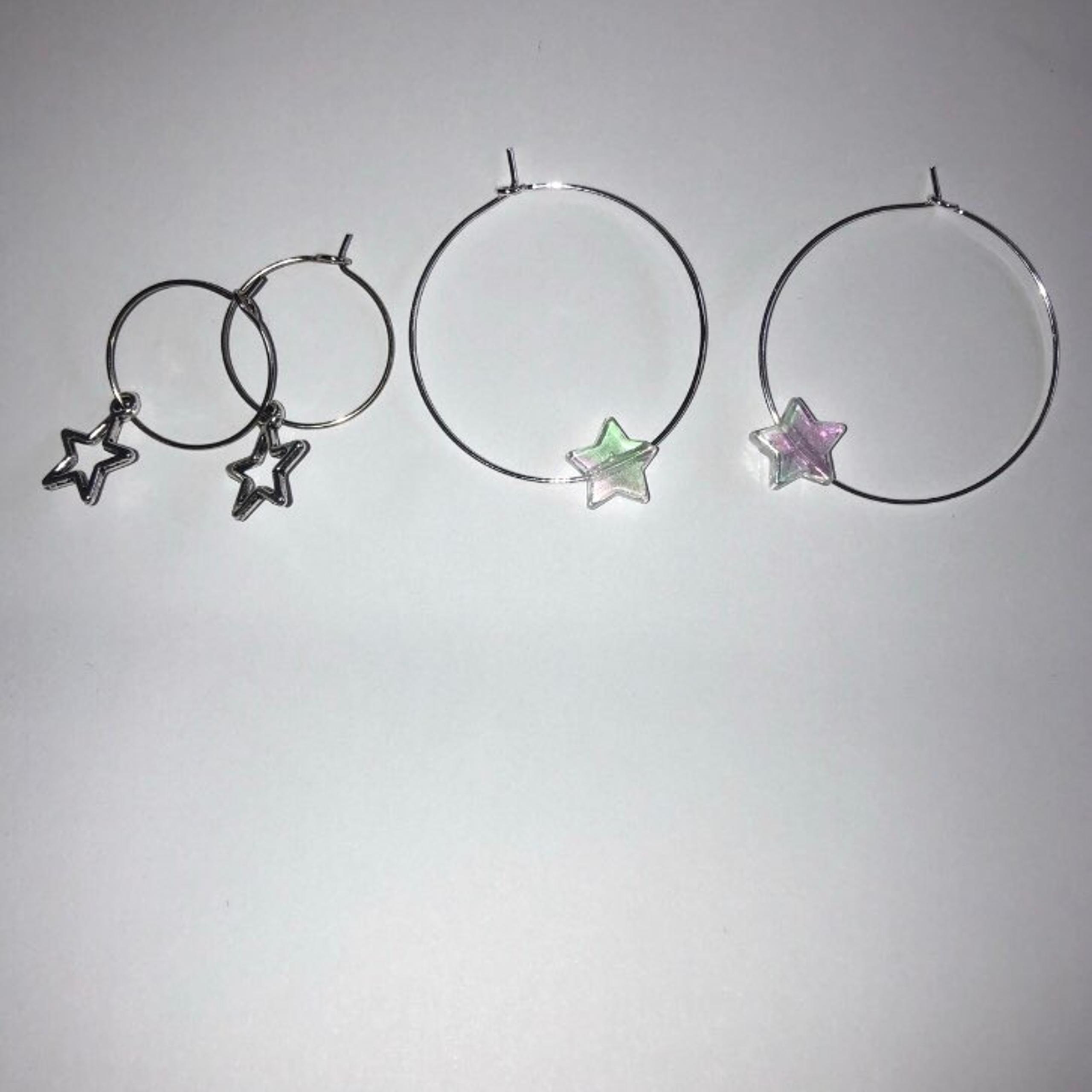New Handmade Iridescent Star Hoop Set