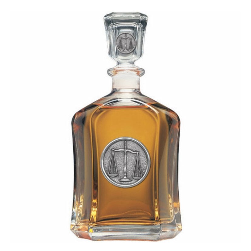 Scales of Justice Capitol Glass Decanter with Pewter Accents