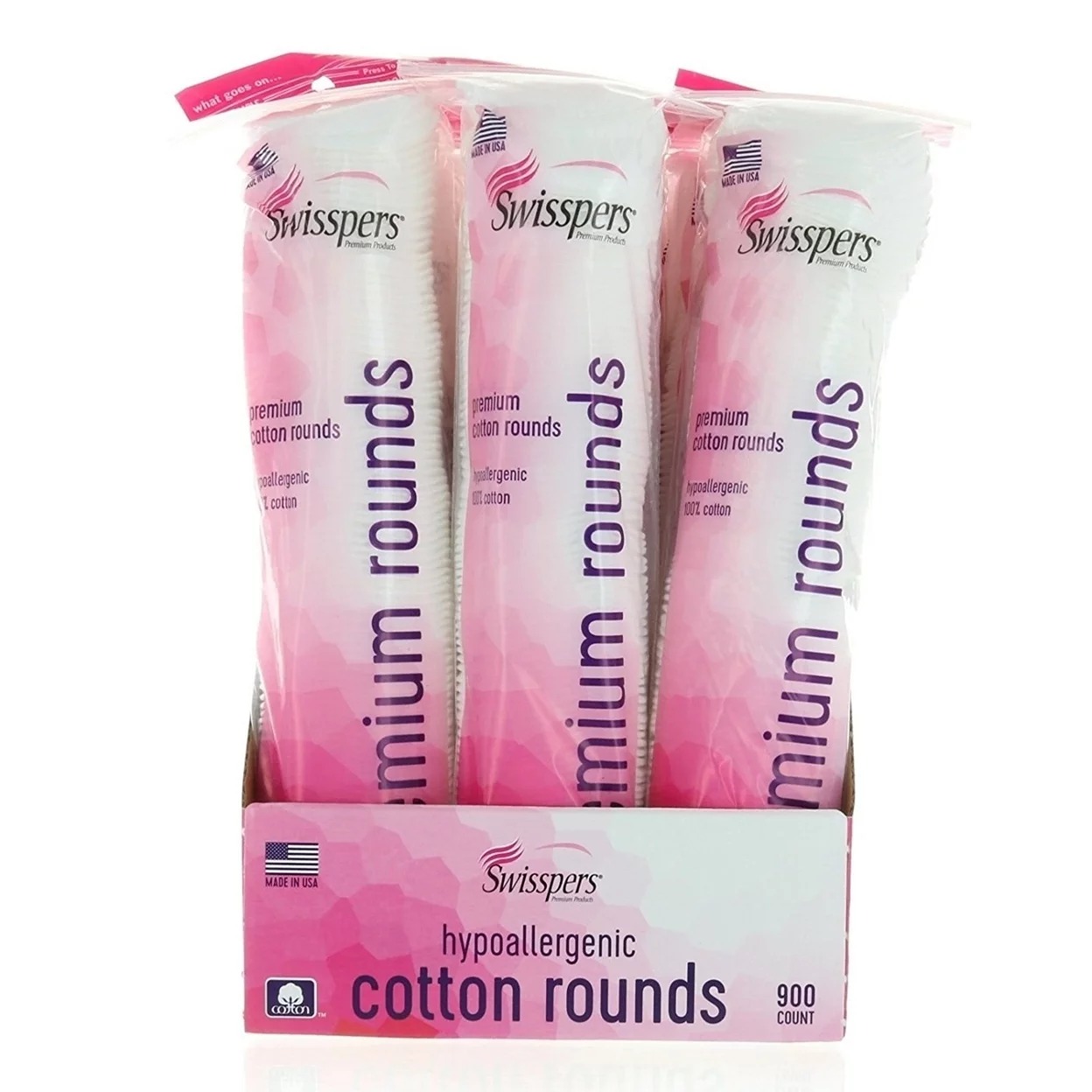 Swisspers Premium Cotton Rounds 900 Count
