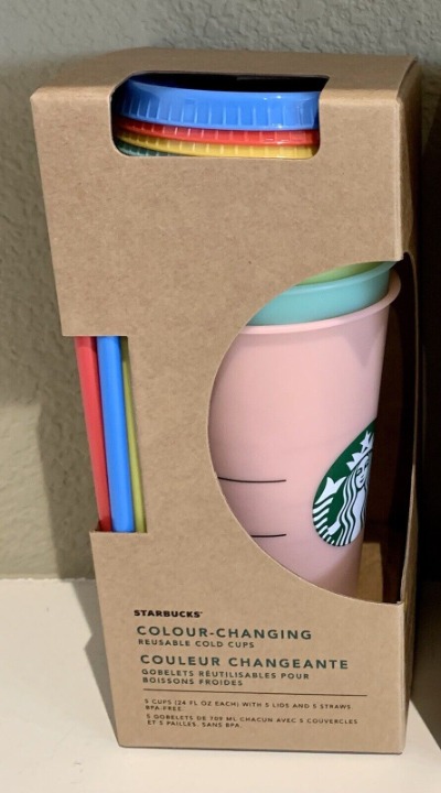 Starbucks 2019 Color Changing Cold Reusable Tumbler 5 24 Fl Ounce Cups RARE