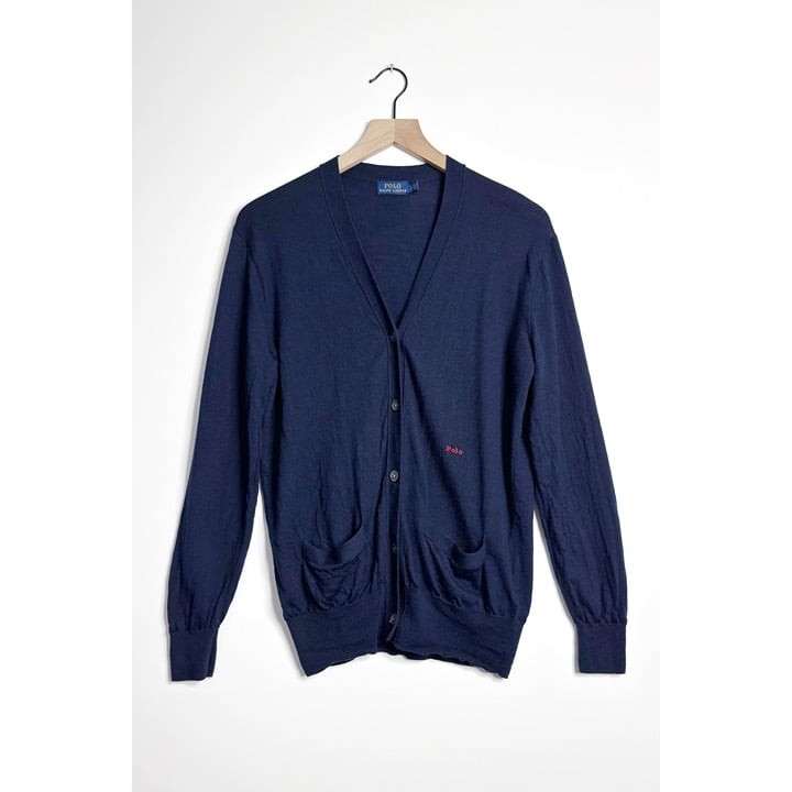 POLO RALPH LAUREN Lightweight Cardigan Wool Silk Cashmere Navy Blue size Small