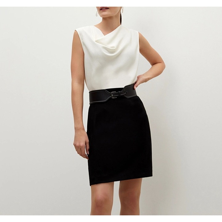 M.M.LaFleur The Crosby Skirt Black Textured Ponte Size 2 Dark Academia, Preppy