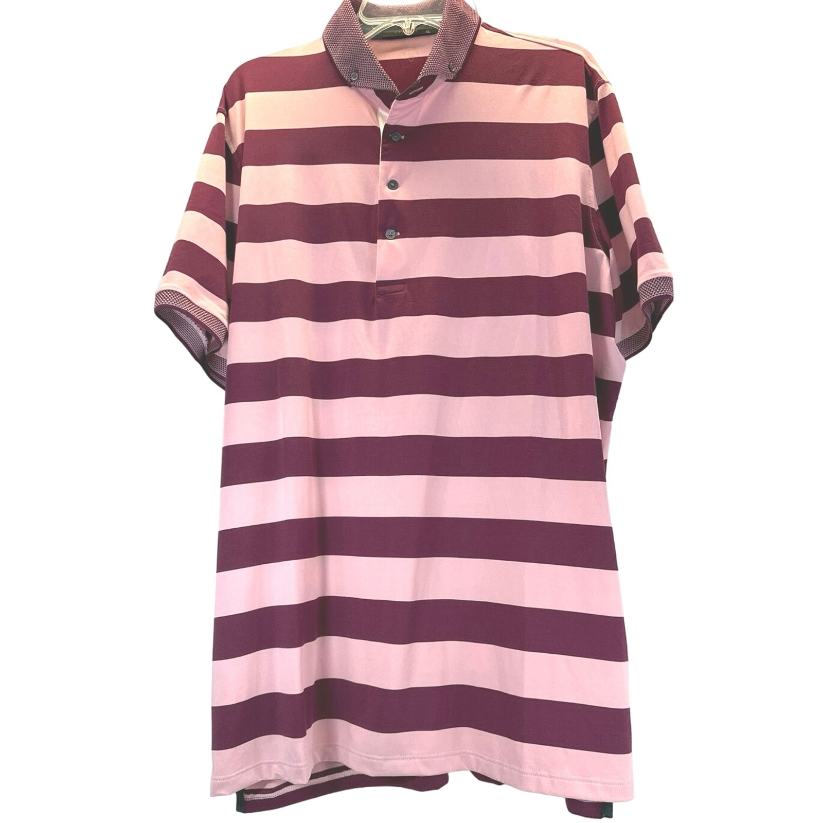 Greyson Saguache Golf Polo Pink Stripe men sz XL