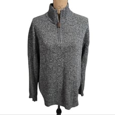 J. Crew 100% Lambs Wool Gray Half-Zip Sweater Men's Size Large