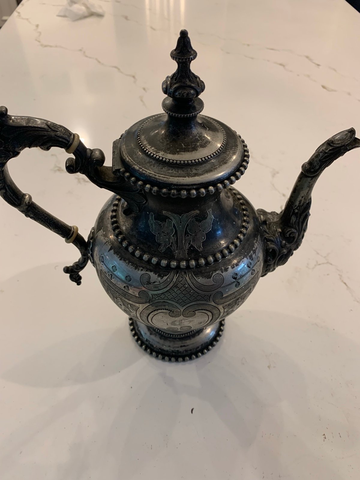 Antique Ornate Rogers Smith & Co New Haven Conn. Silver Tea Pot No. 1835.