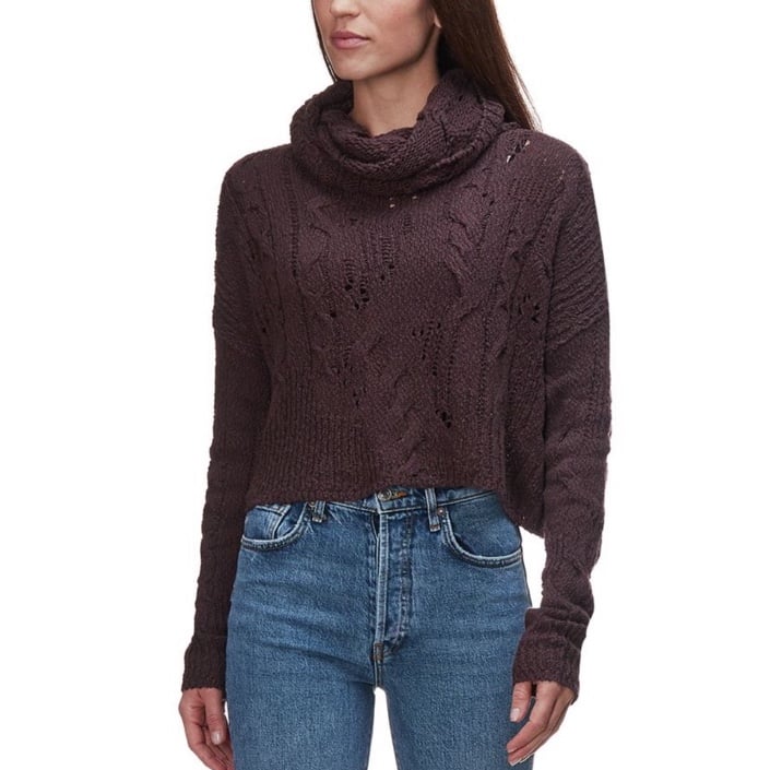 Free People Shades of Dawn Pullover cowl neck sweater brown
