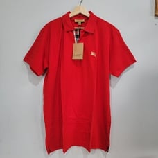 Burberry London England Men Short Sleeve Red Shirt X-Large Polo Embroidered LOGO