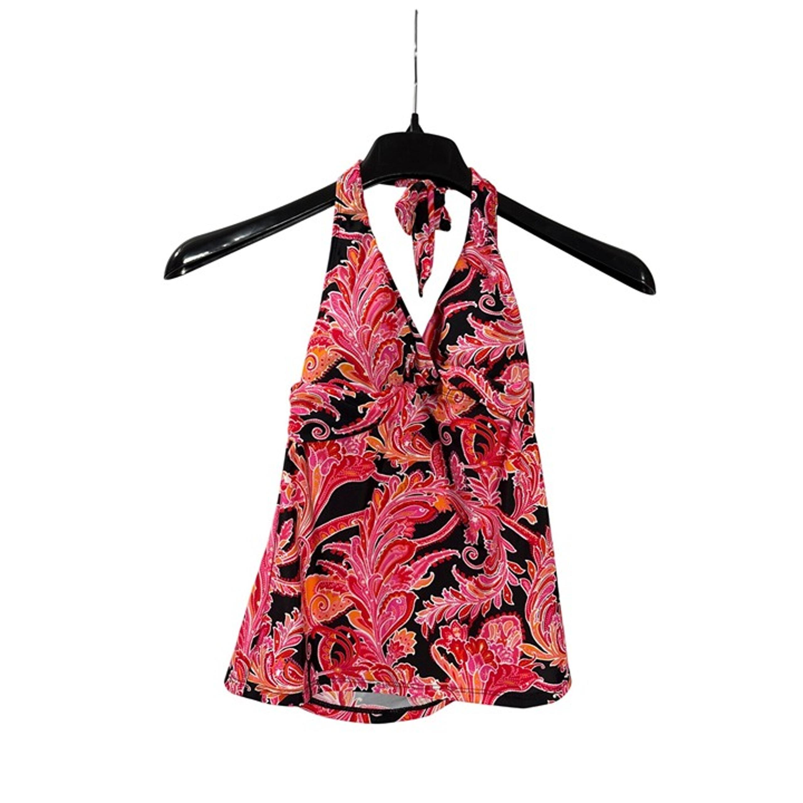 Chaps Halter Tankini Swim Top 6 Paisley Print Black Pink Orange Swimwear New