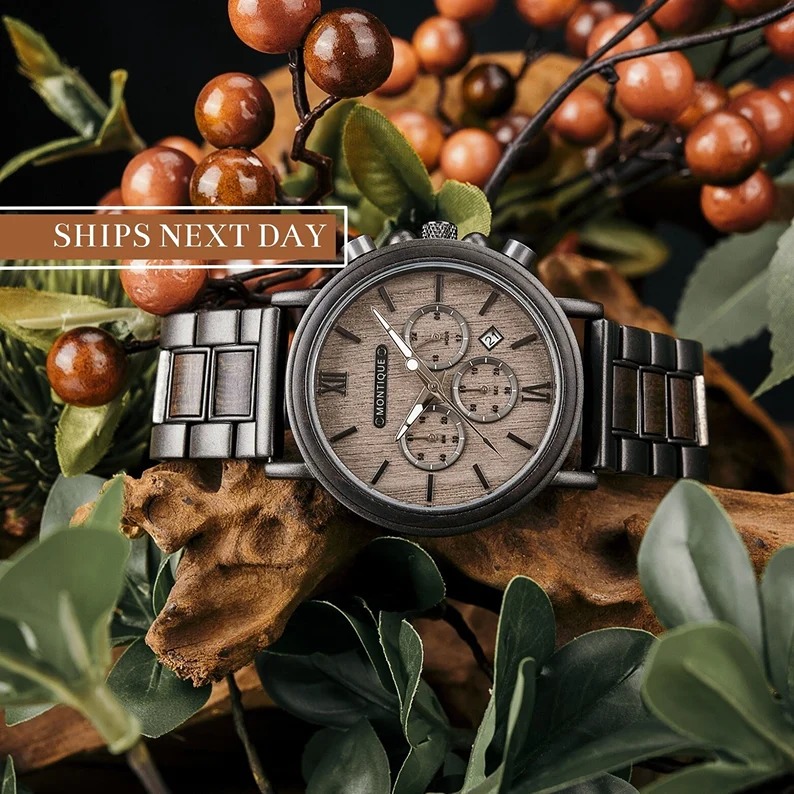 ENGRAVED WATCH - First Fathers Day Gift - Anniversary Gift - Wooden Watch