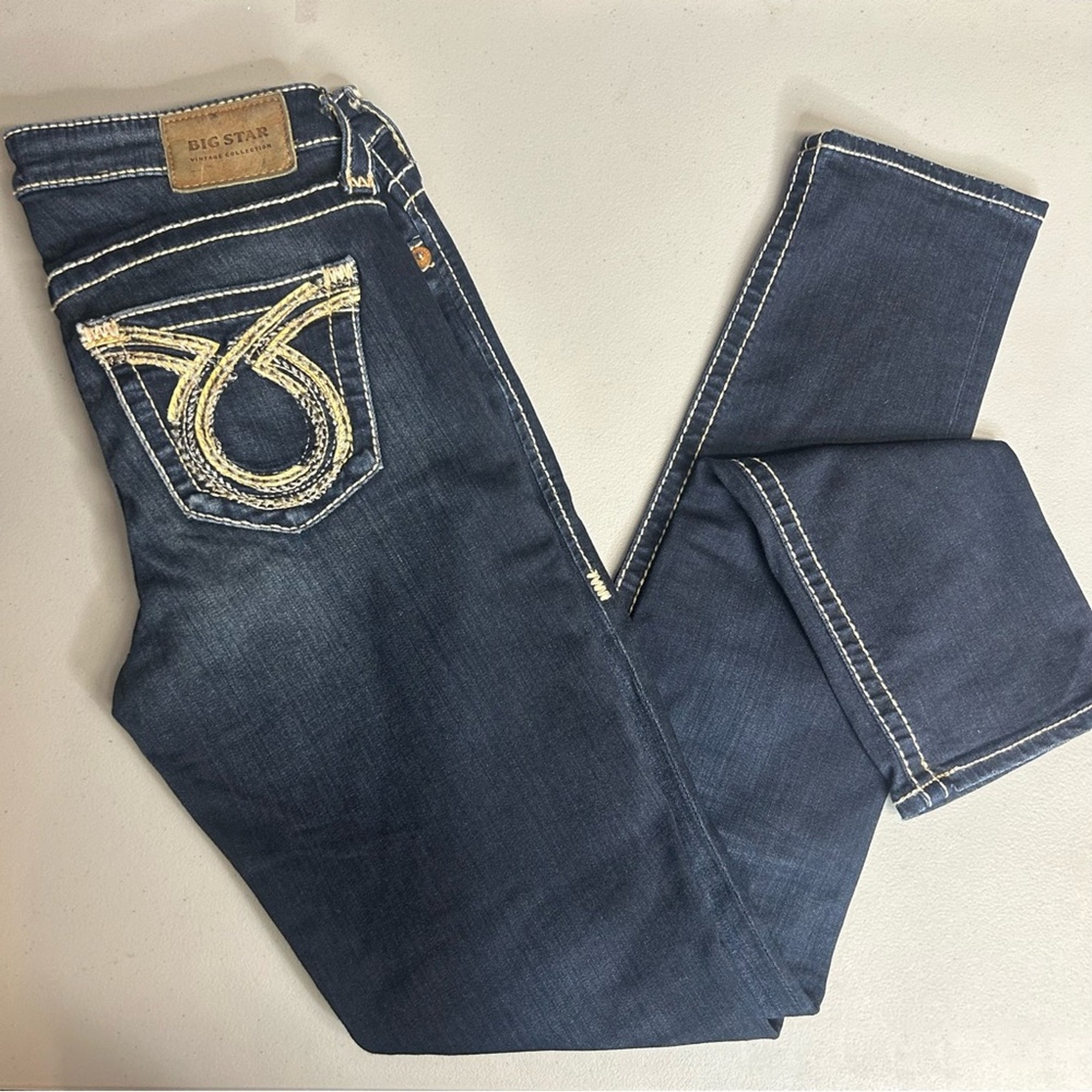 Big Star Maddie Skinny Denim Blue Jeans Embroidered Pockets Womens Size 27R
