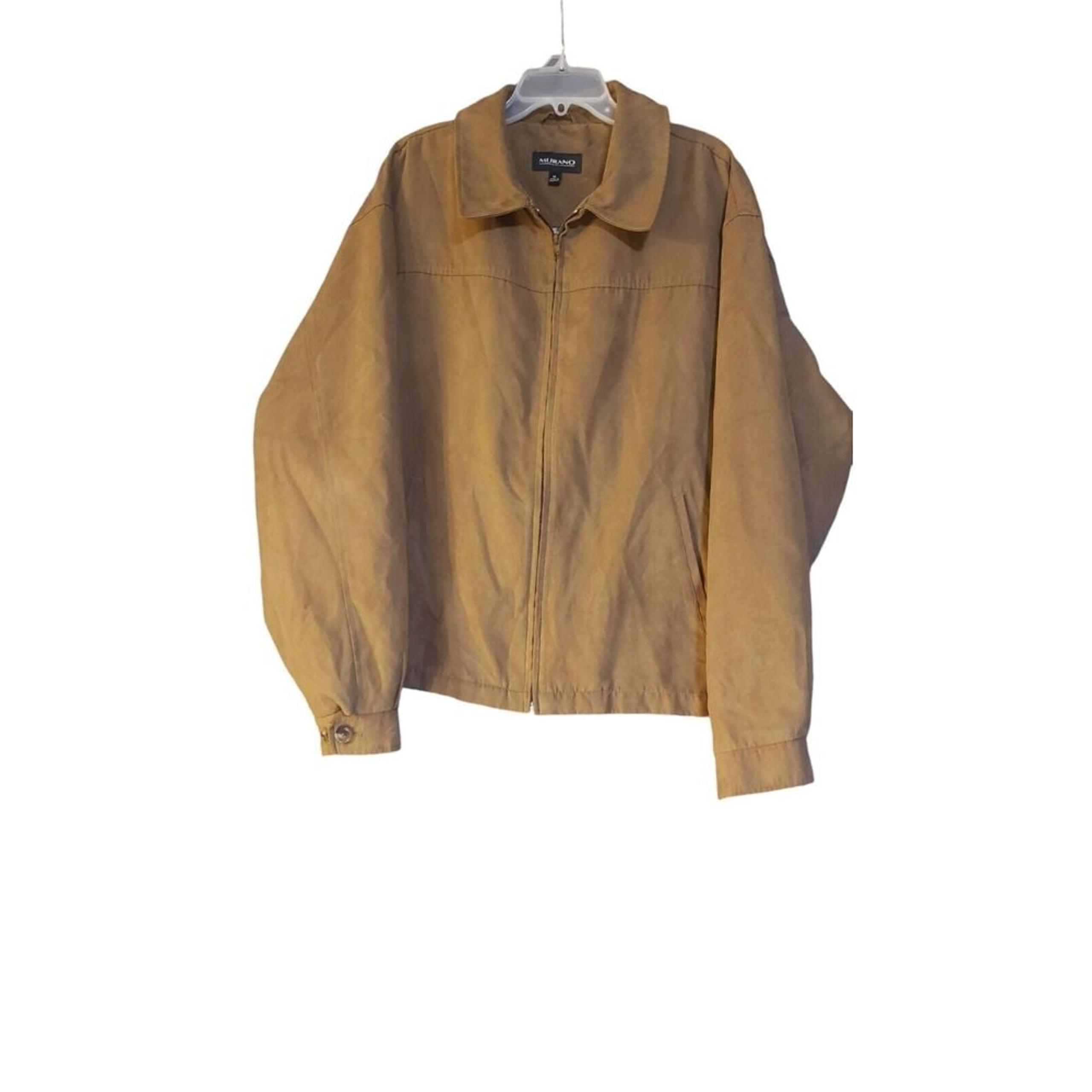 Murano Bomber Jacket Men's Xl Brown Faux Suede Long Sleeve Pockets Designer
