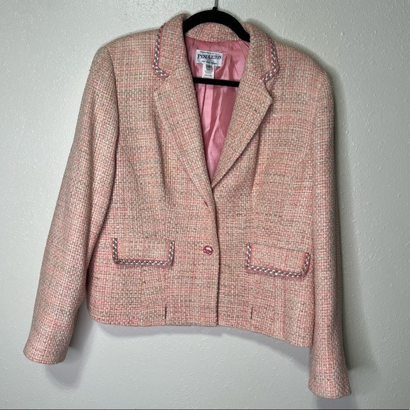 the latest Button Double Silk 100% Blazer Tweed Pink Pendleton Career 14 Pad Shoulder Lined Women the latest Button Double Silk 100% Blazer Tweed Pink Pendleton Career 14 Pad Shoulder Lined Women