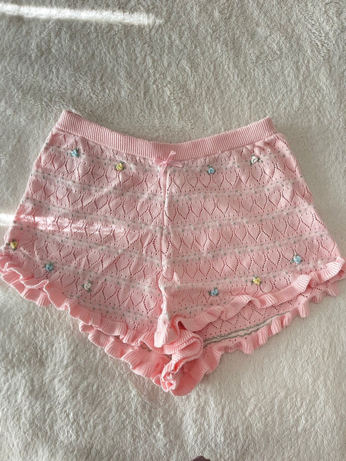 For Love and Lemons eyelet pointelle heart Shorts