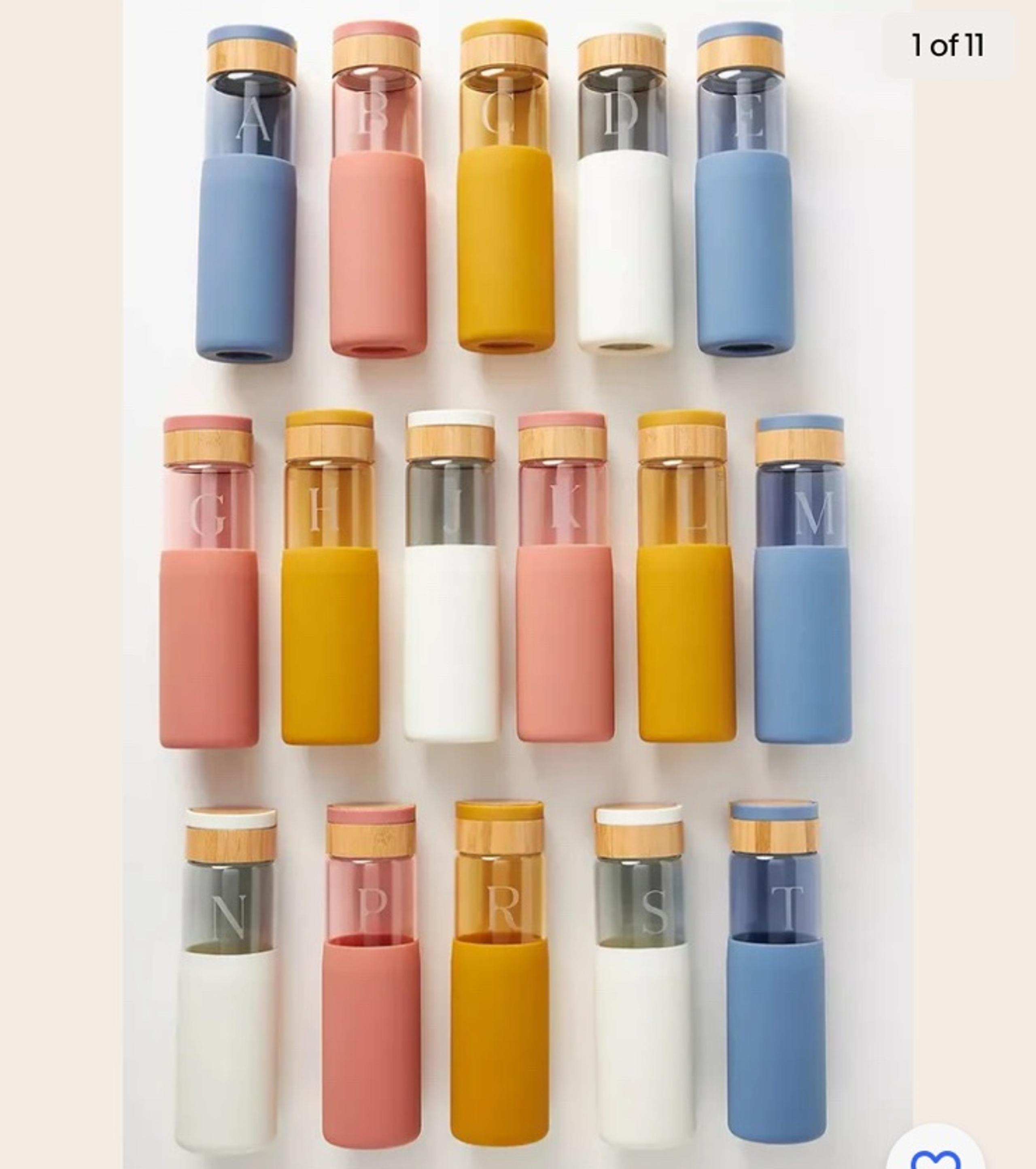 Anthropologie Siena glass initial "R” bottle