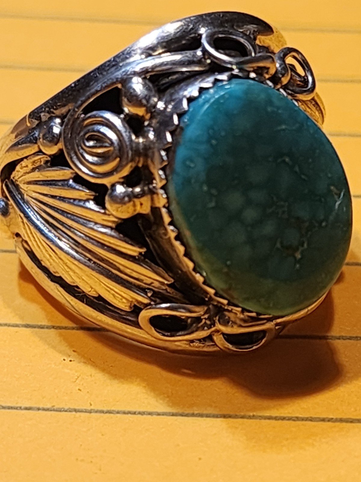 Vintage man's Running Bear Navajo ring