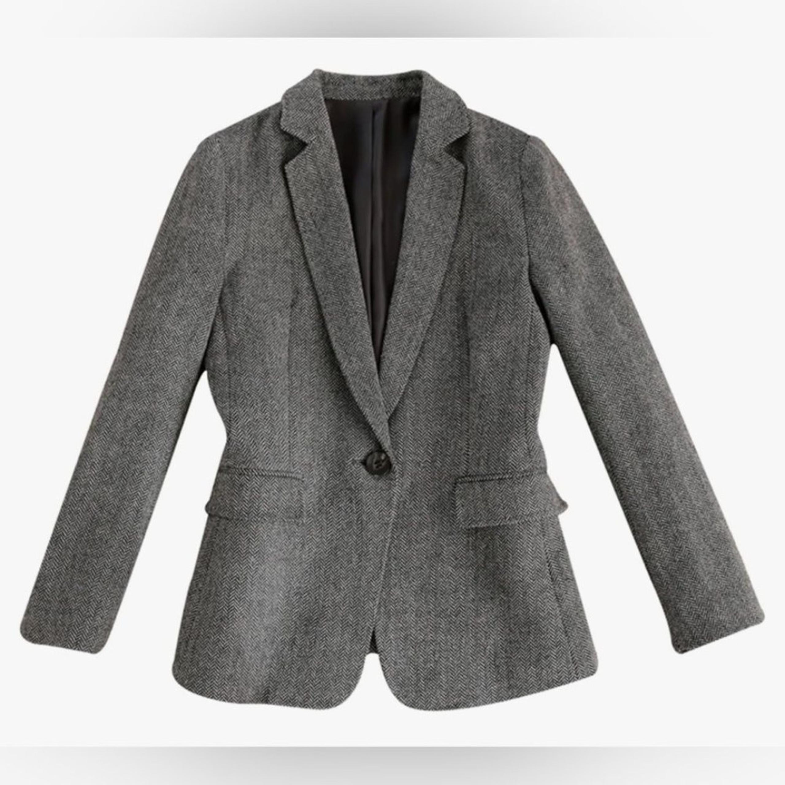 Antonio Melani Single Breasted Melissa Style Gray Linen Blazer Jacket Size 8