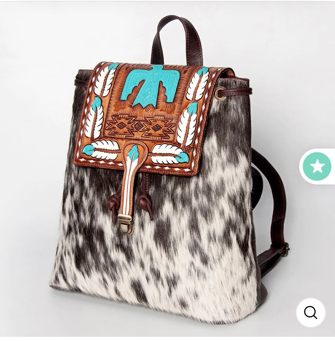 Real cowhide genuine leather western backpack hand crafted.