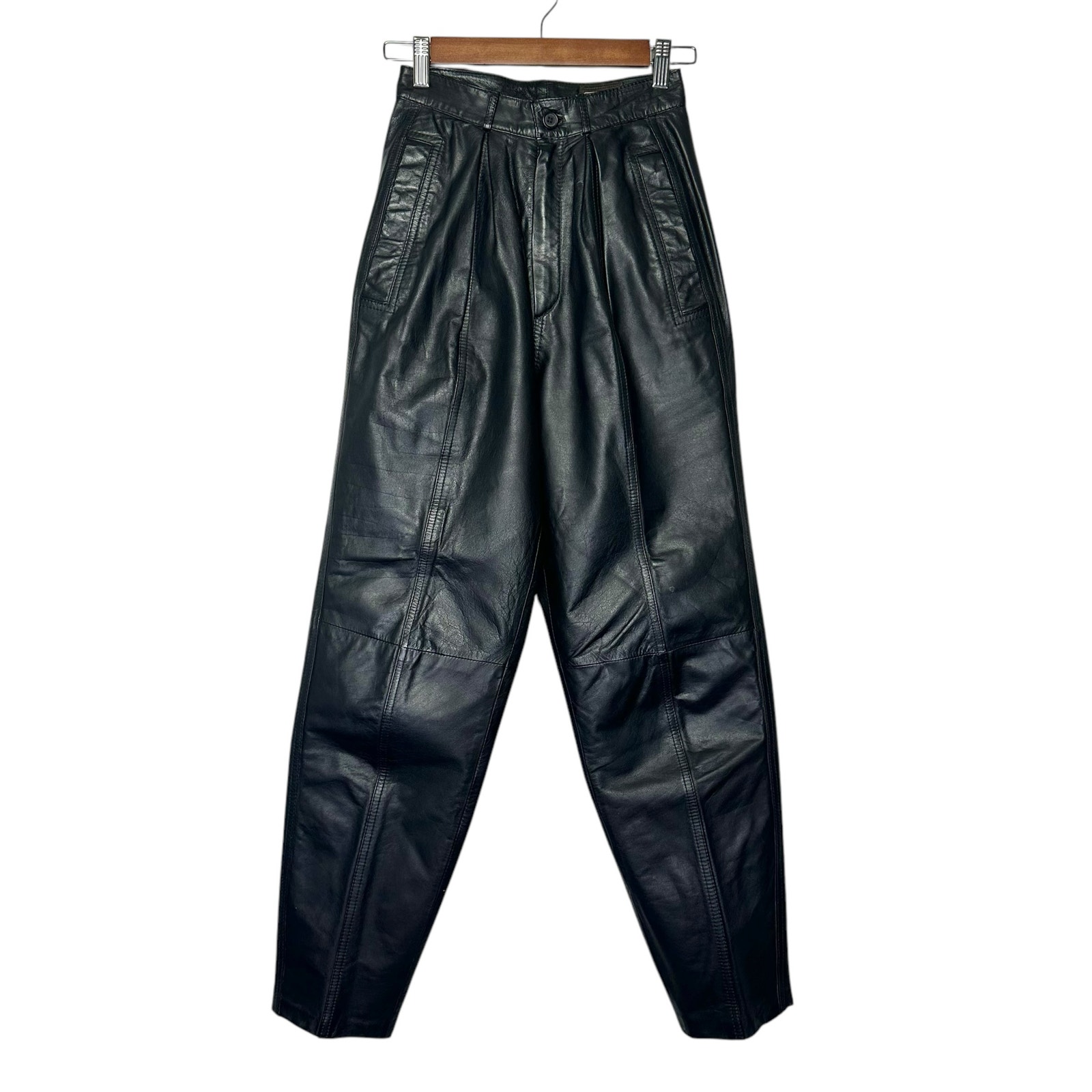 Toffs | Women | Vintage 100% Genuine Leather Pleated High Rise Pants | Size 4M