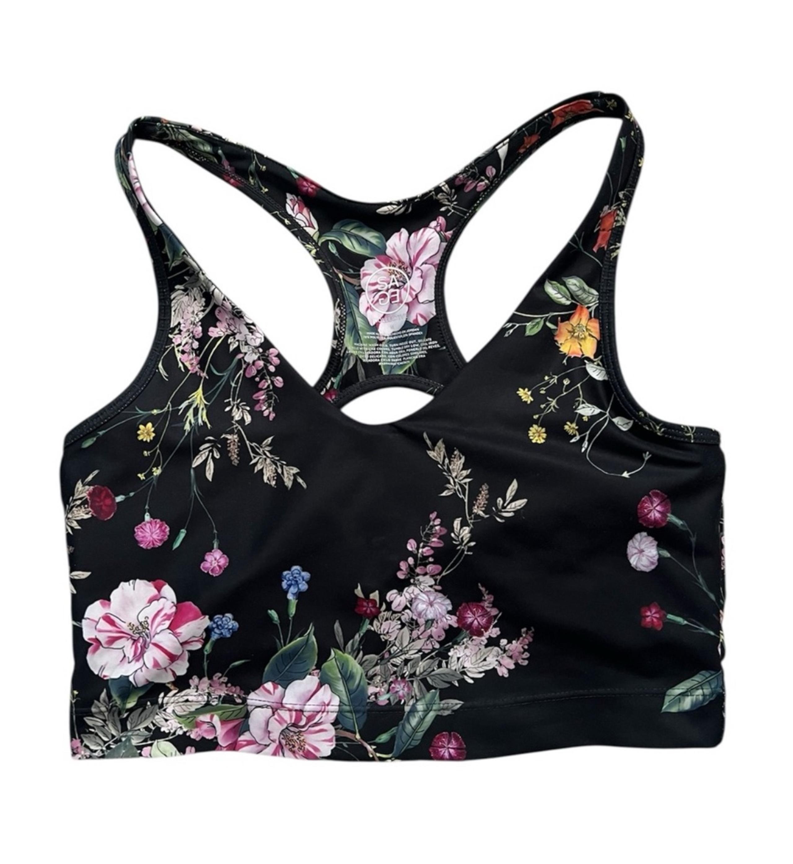 SAGE collective Floral Racerback Sports Bra, Medium