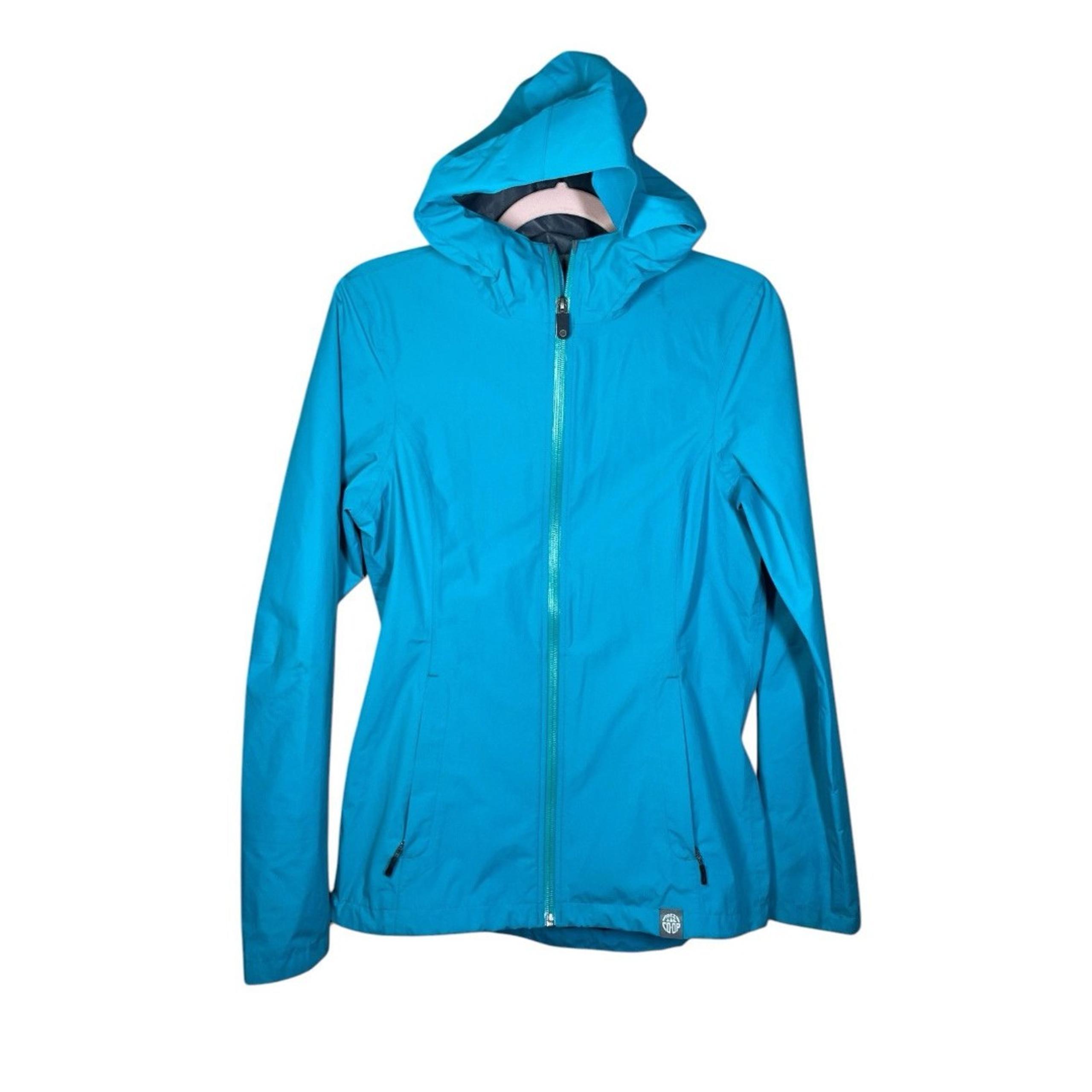 REI Co-Op Women's Full Zip Hooded Wind & Water Proof Blue Rain Jacket XS 2.5 L