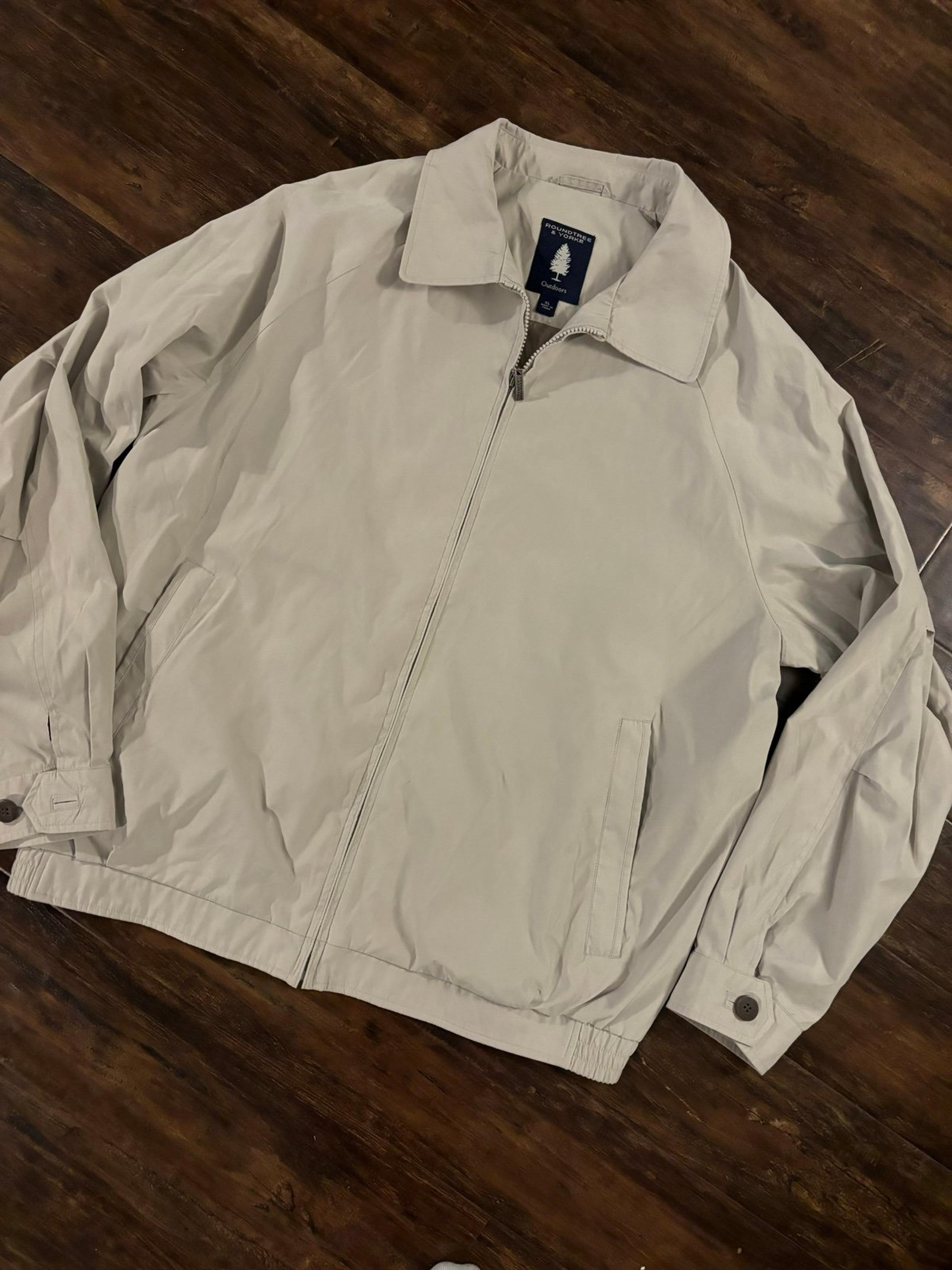 Roundtree & Yorke Outdoor Men’s Full Zip Snap Up Beige Lined Jacket Size XL