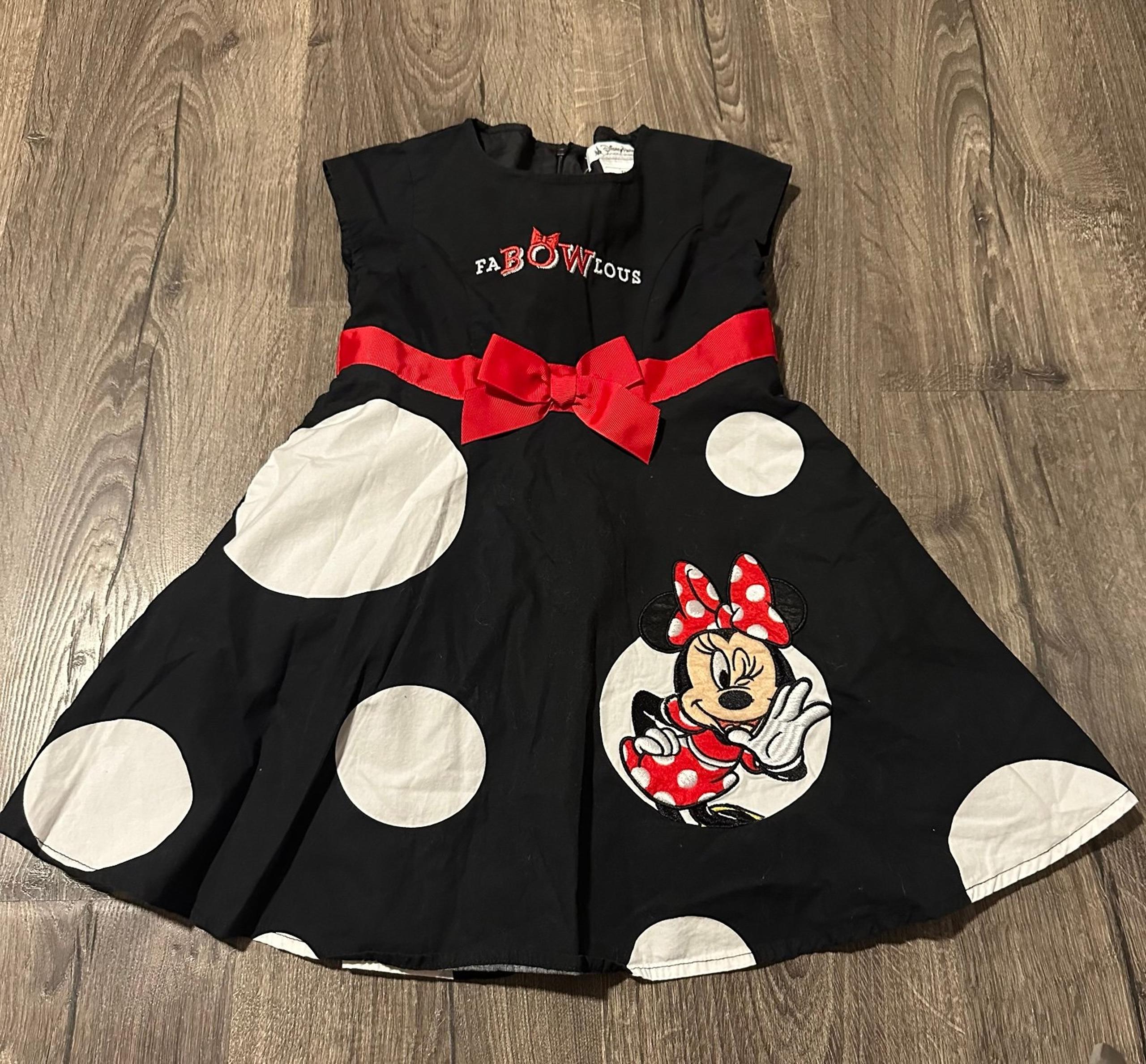 XS Girls Disney Parks Authentic Minnie Mouse Black & White Polka Dot Dress
