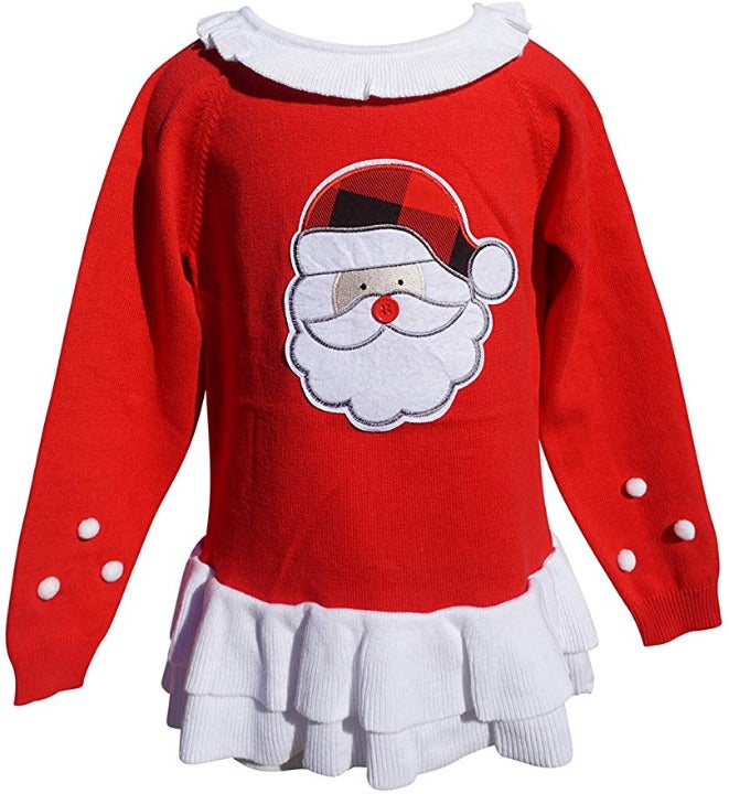 Christmas Holidays Santa Applique Girl Sweater 5T