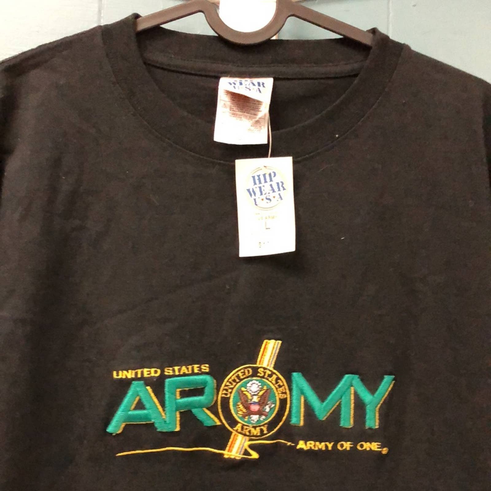 Vtg United States Army of One Mens L Embroidered T Shirt Black new dead stock