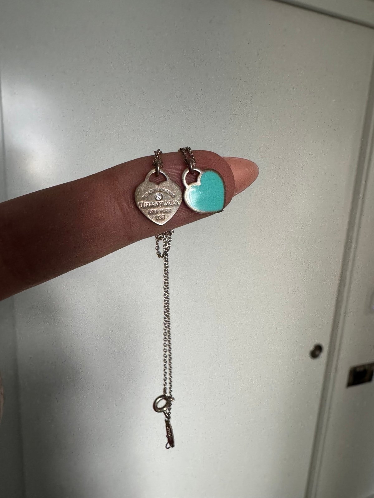 Tiffany & Co. Return to Tiffany Double Heart Tag Pendant in Silver with Diamond