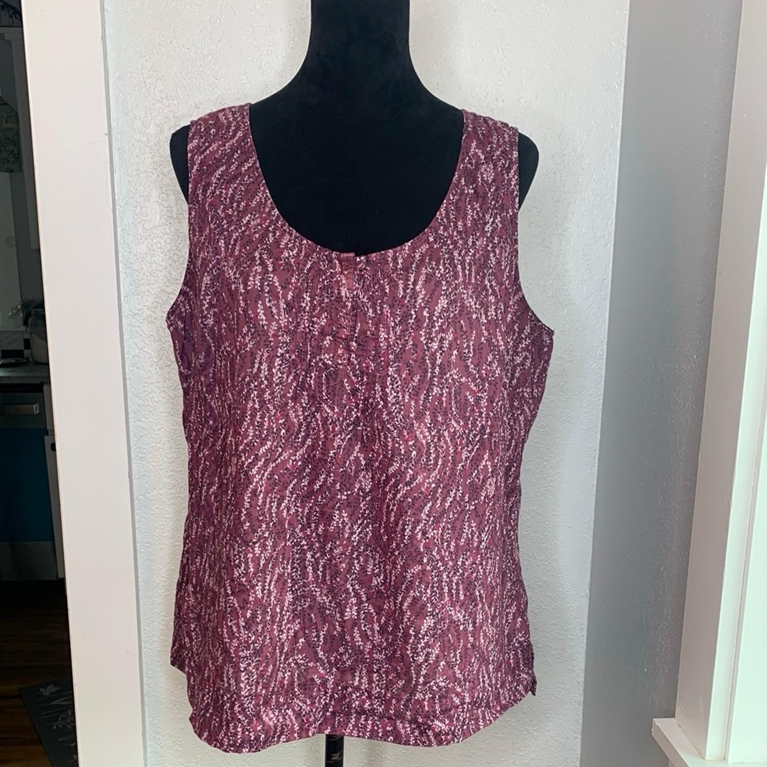 Eddie Bauer Maroon Sleeveless blouse top 100% cotton lightweight size XL