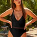 ISABELLA ROSE Queensland High Leg One Piece Swimsuit, Size Large in Black