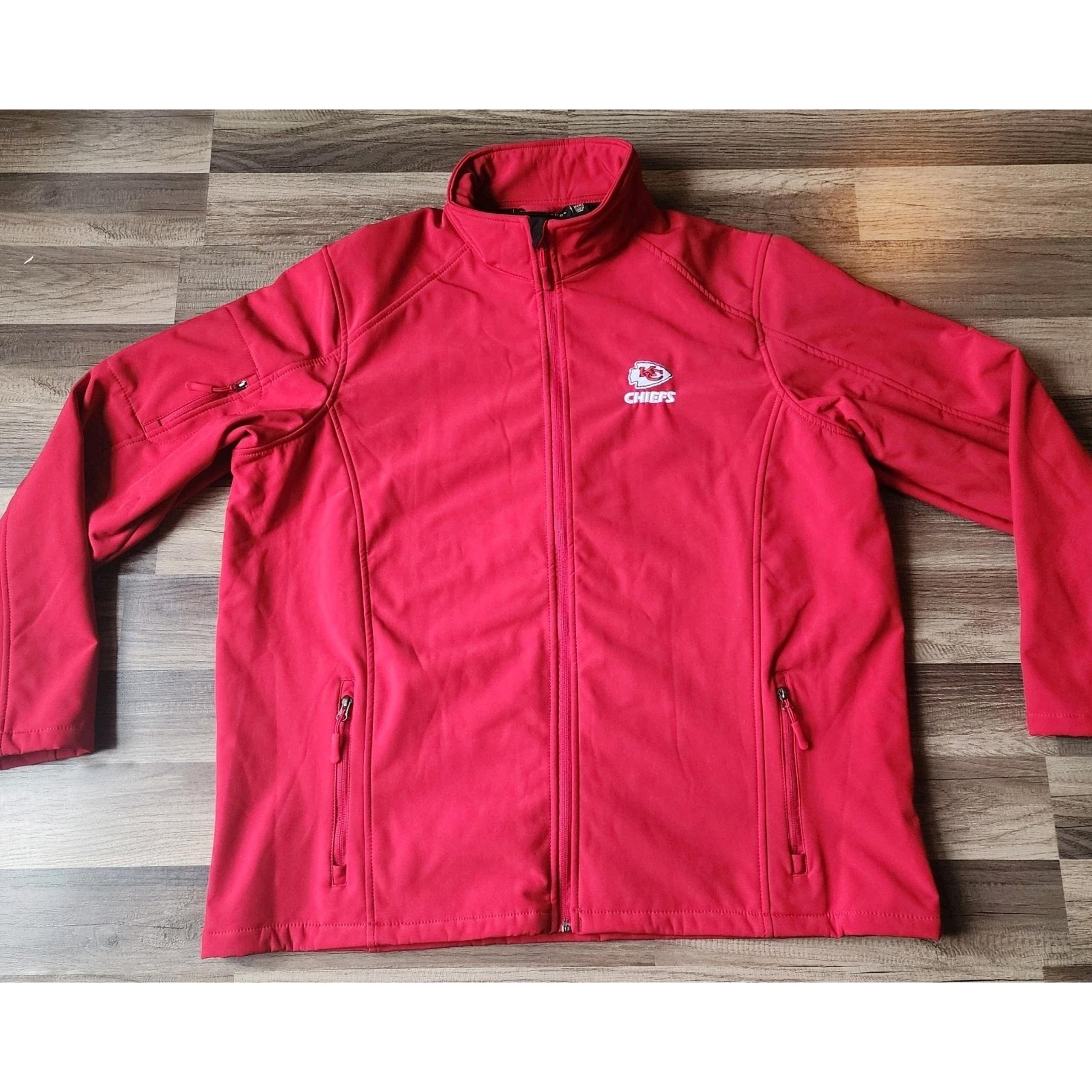 KANSAS CITY CHIEFS SOFTSHELL JACKET MENS 3XL XXXL DUNBROOKE FULL ZIP POCKETS RED