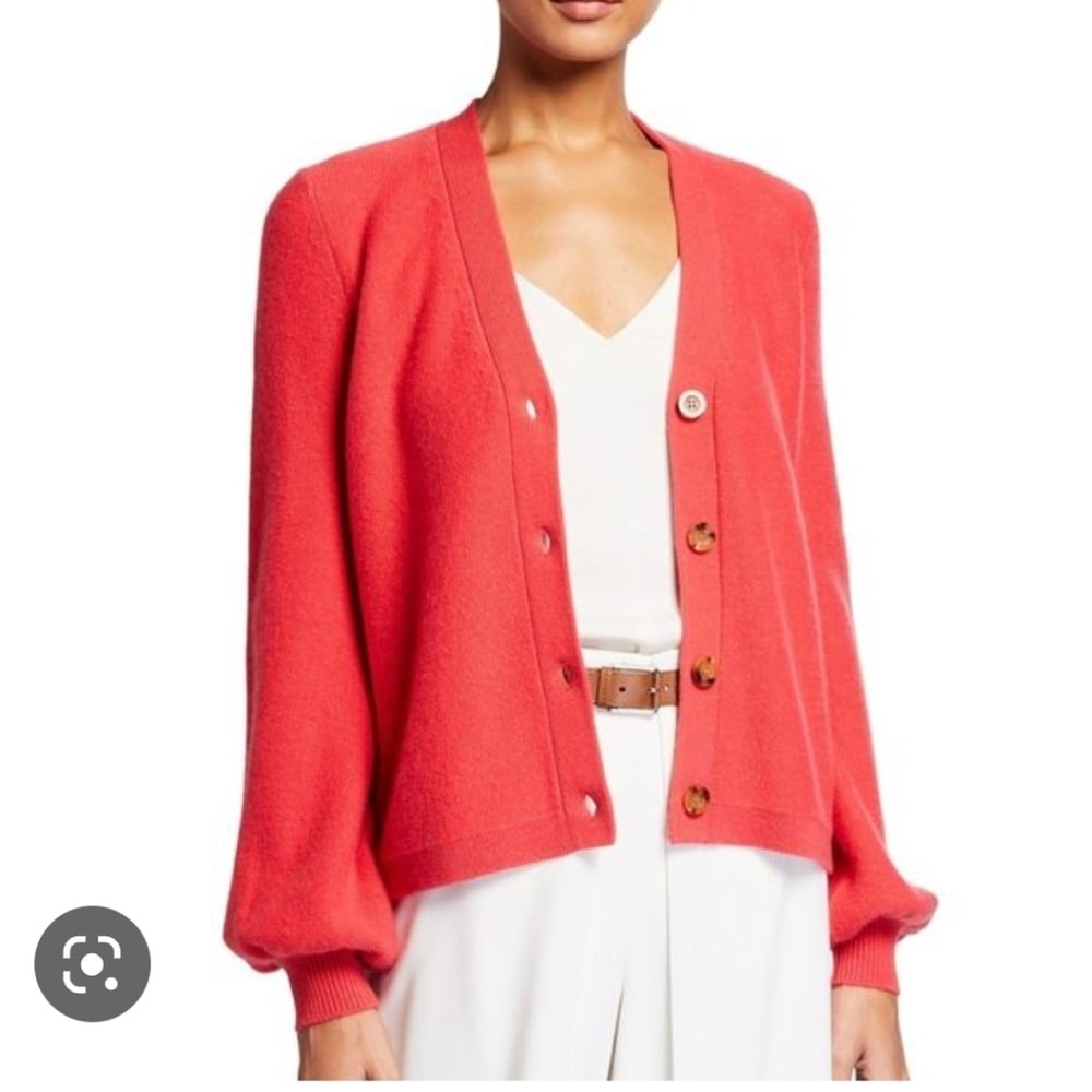 Neiman marcus cashmere balloon sleeve sweater _cardigan
