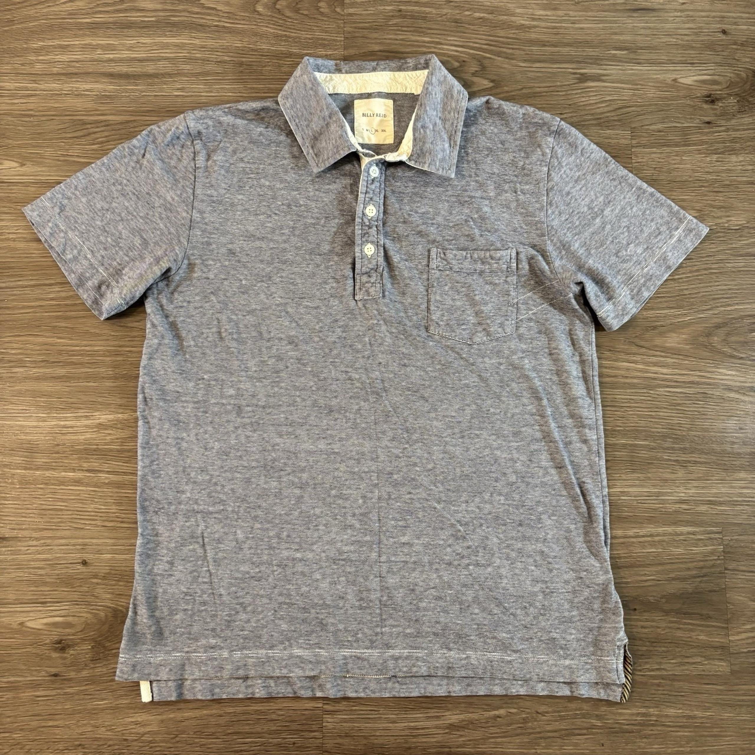 Billy Reid Polo Shirt Mens Size Large Blue Cotton Blend