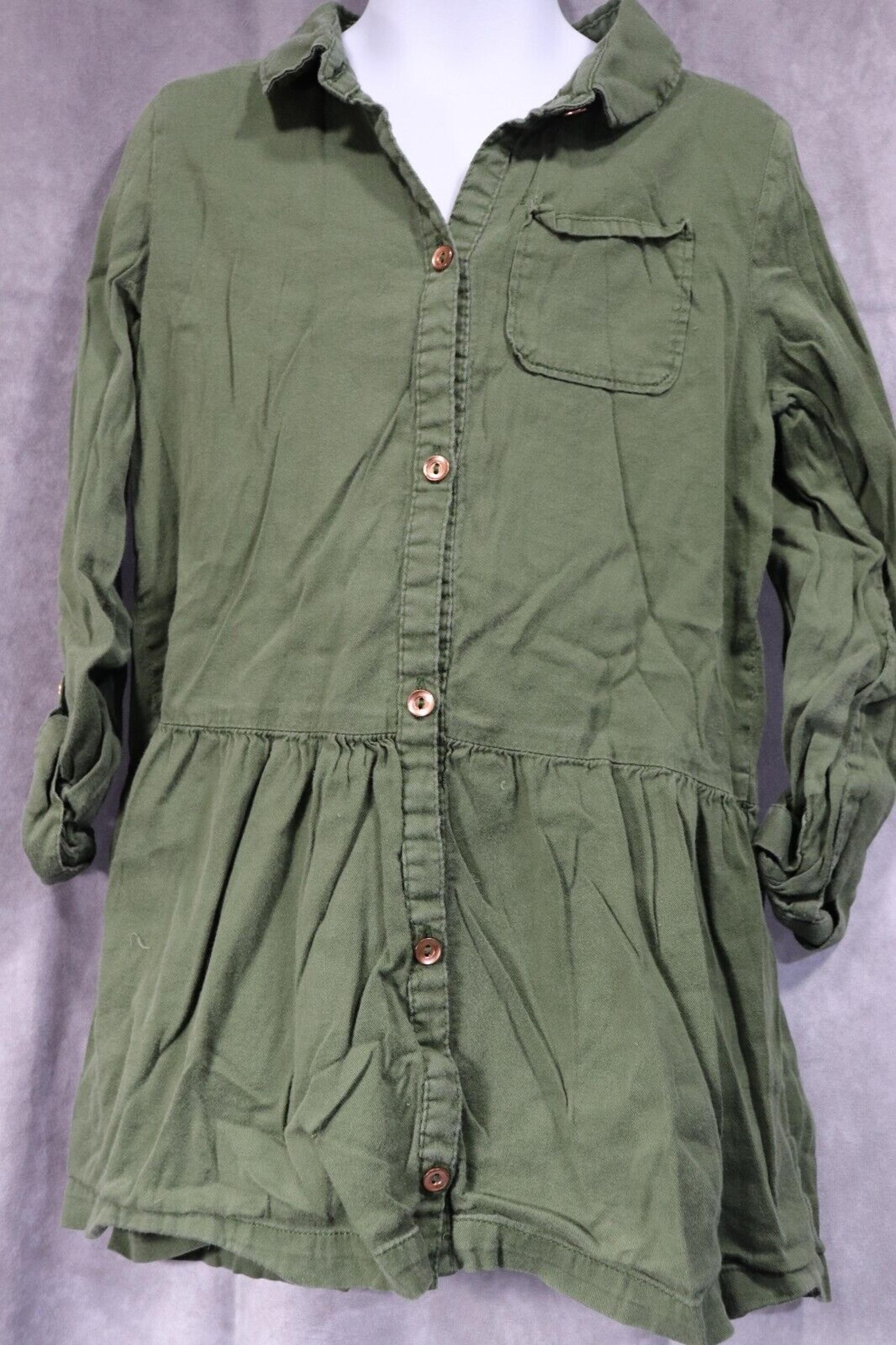 Carter's Kids Girls Green Long Sleeve Button Down Casual Top Size 8