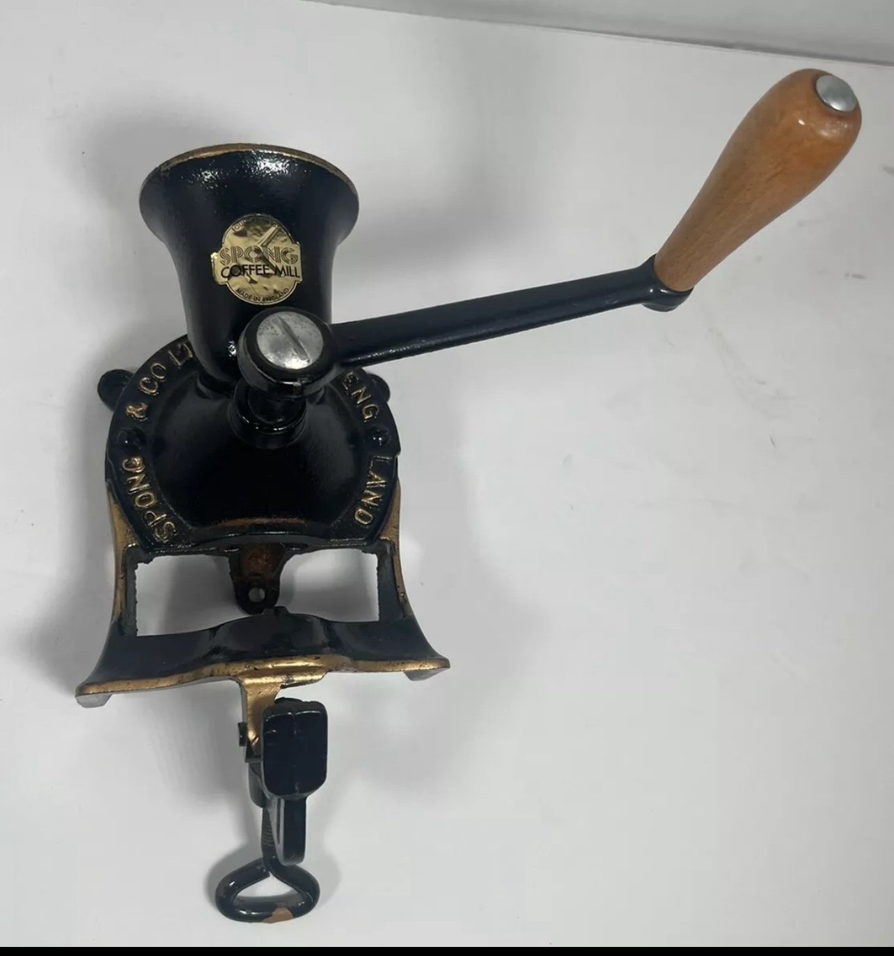 Vintage Spong #1 Coffee Mill Grinder Made in England Original Sticker, GORGEOUS