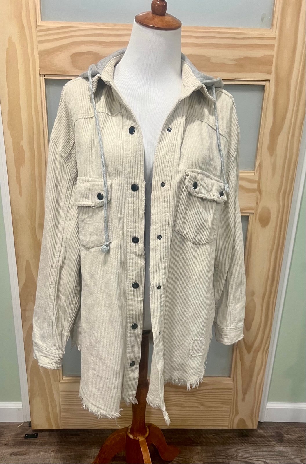 Women's Cream Hooded Jacket Size M