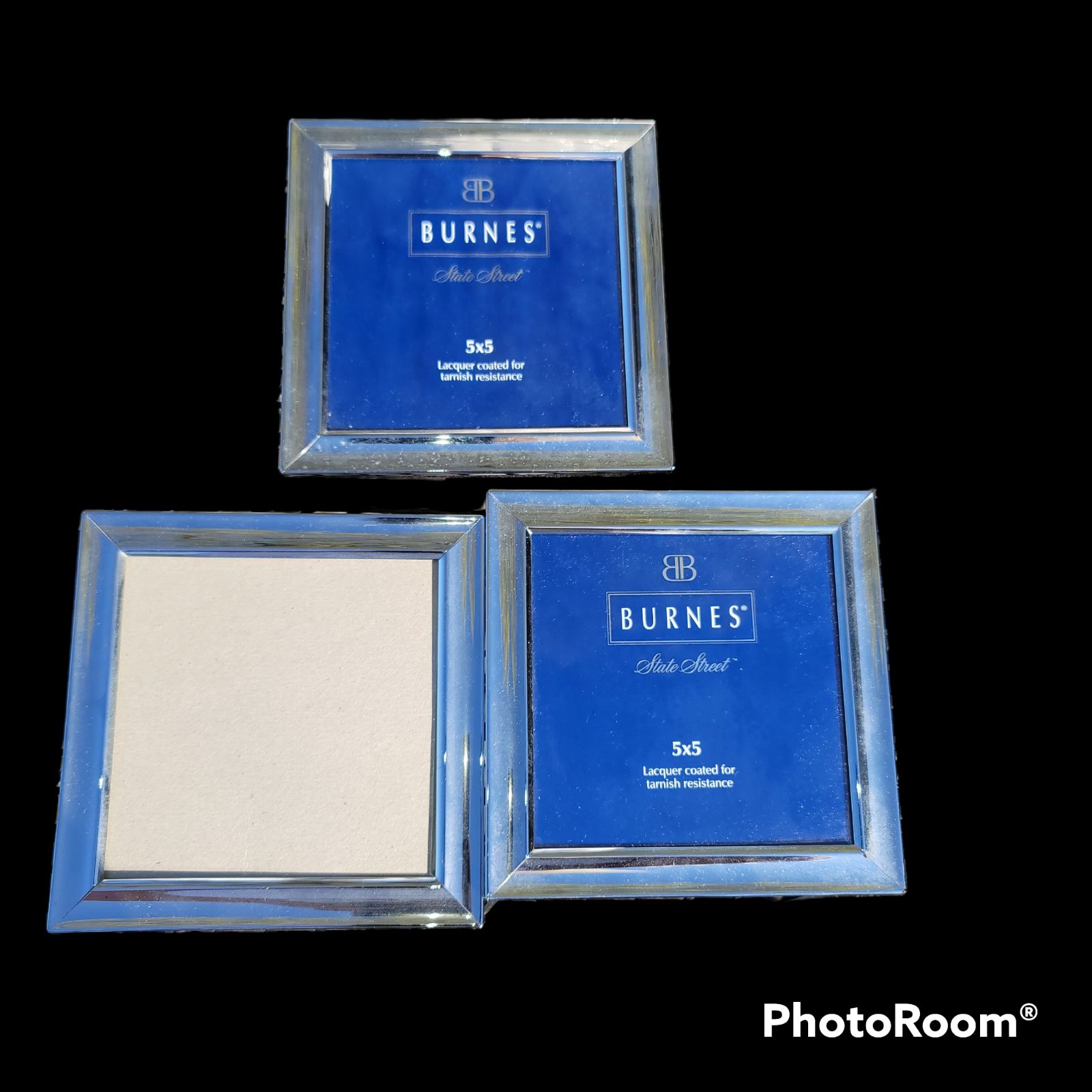 3 Burnes of Boston table top picture photo frame 5 x 5 silver plated .