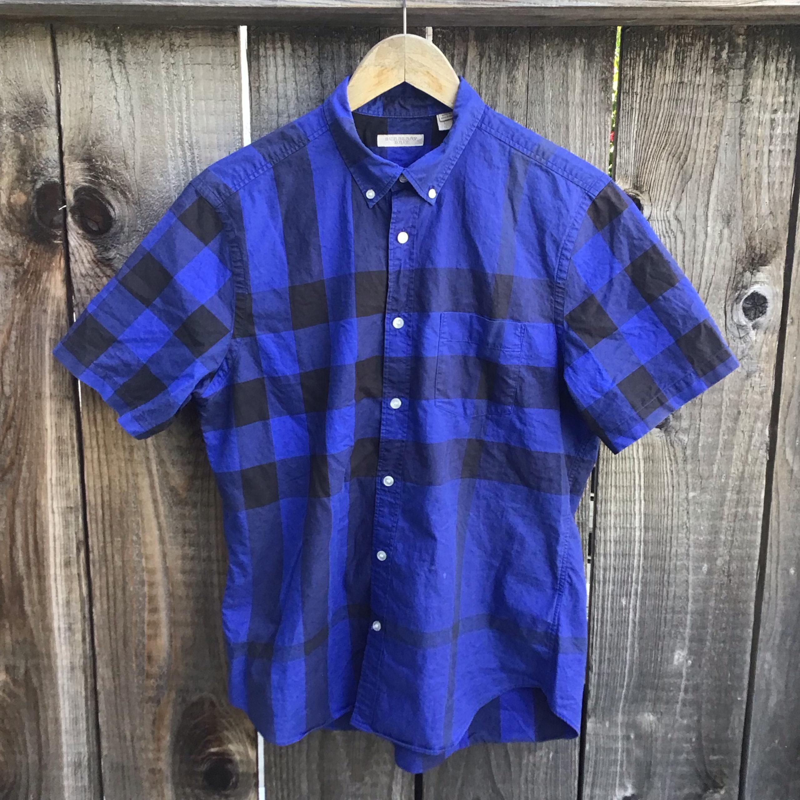 Burberry Brit nova check shirt men’s large blue plaid short sleeve button down