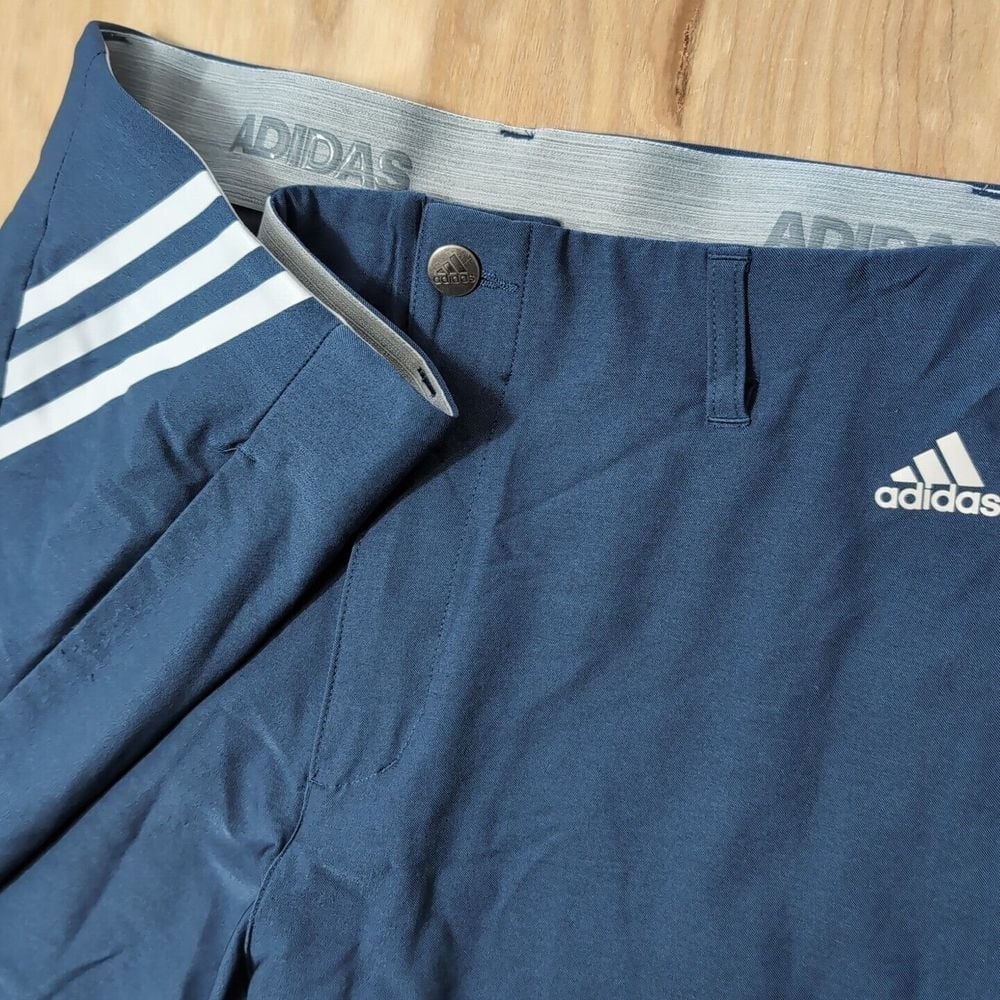 NEW Adidas Golf Ultimate 365 Tapered 3 Stripe Golf Trousers Blue W36 L30 Stretch