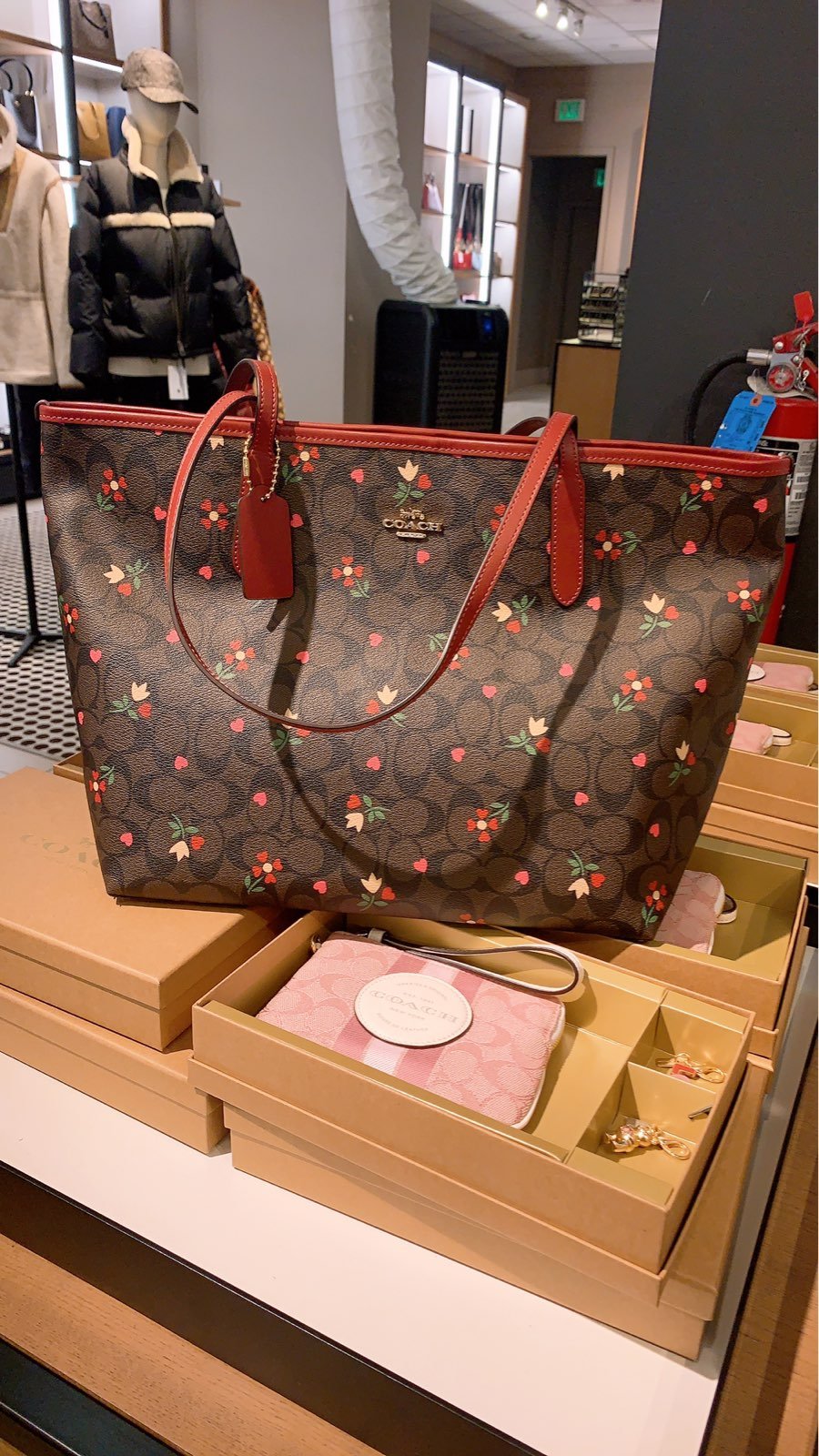 nwt coach City Tote In Signature Canvas With Heart Petal Print