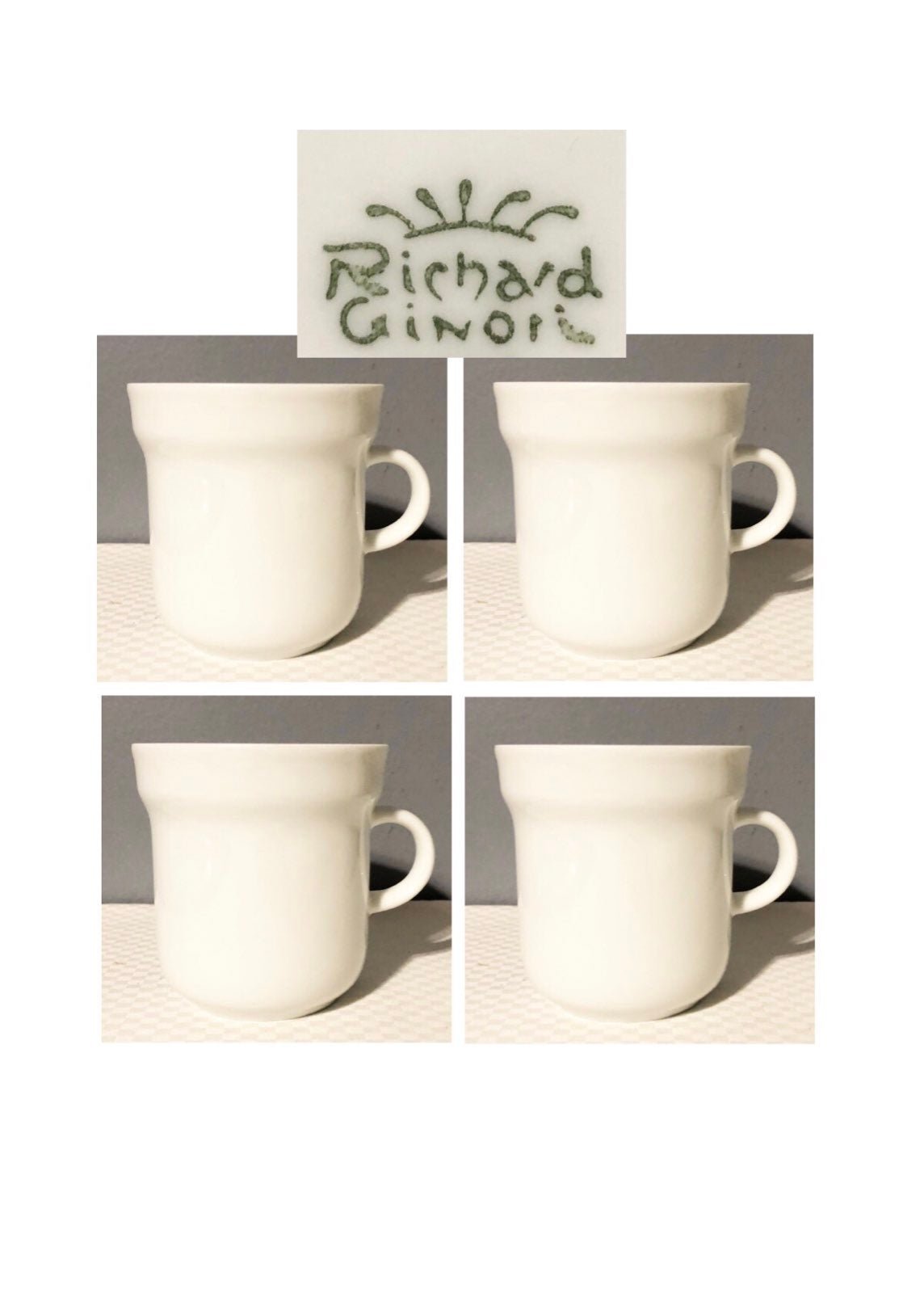 4 Richard Ginori 12 oz Italian Tea Cups, NEW Fine China