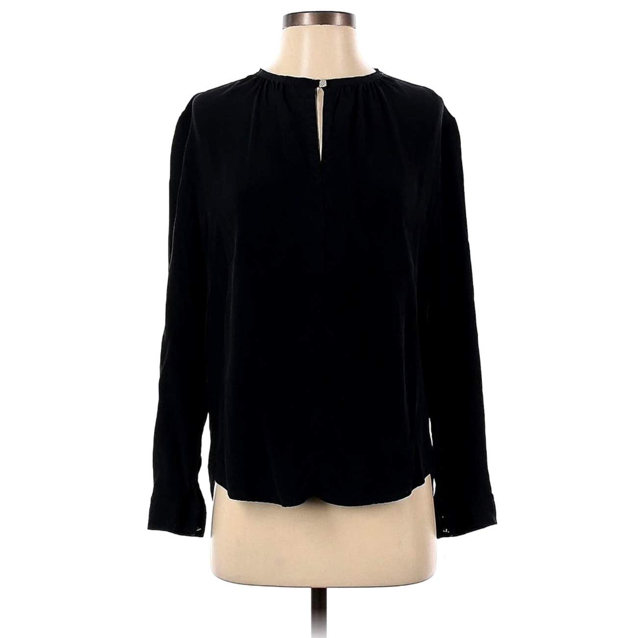 Sandro Paris Black Silk Keyhole Front Blouse Size S